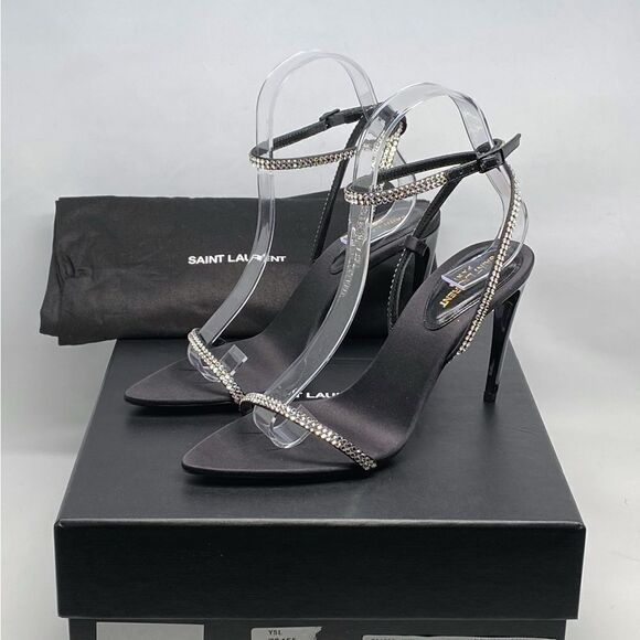 SAINT LAURENT Gippy 90 Crystal Embellished Sandals - Picture 12 of 14